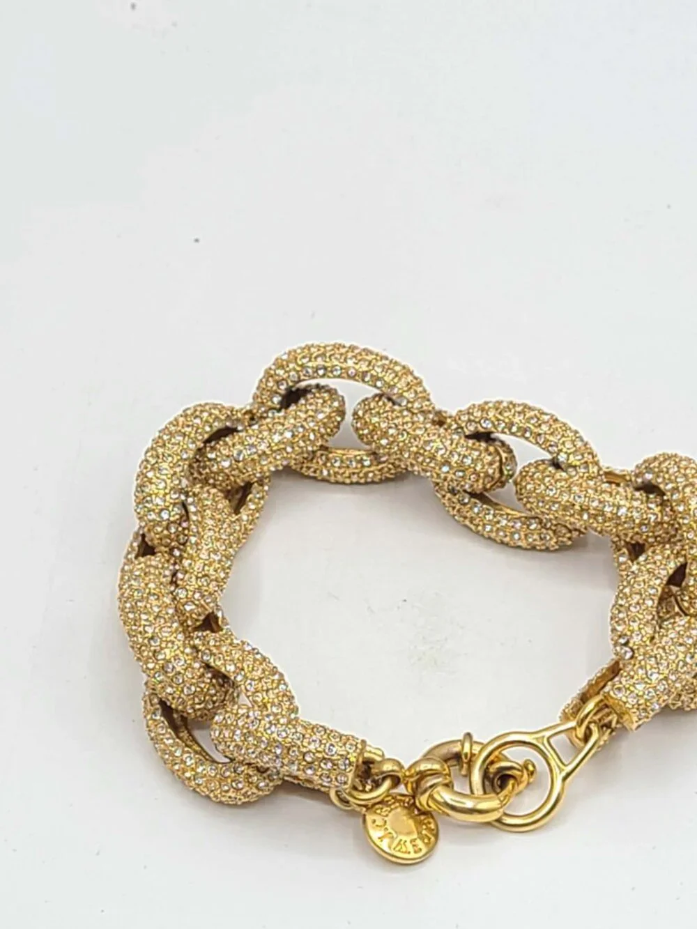J Crew Chunky Gold Tone Pave Bracelet Like New